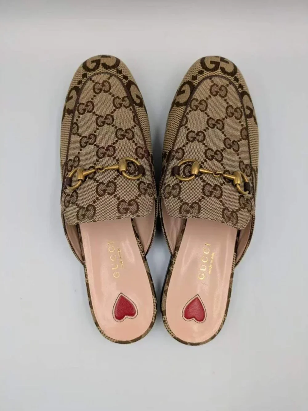 Gucci Monogram Jumbo GG Malaga Princetown Slippers Camel Ebony Beige EU37 475094 - Picture 3 of 13